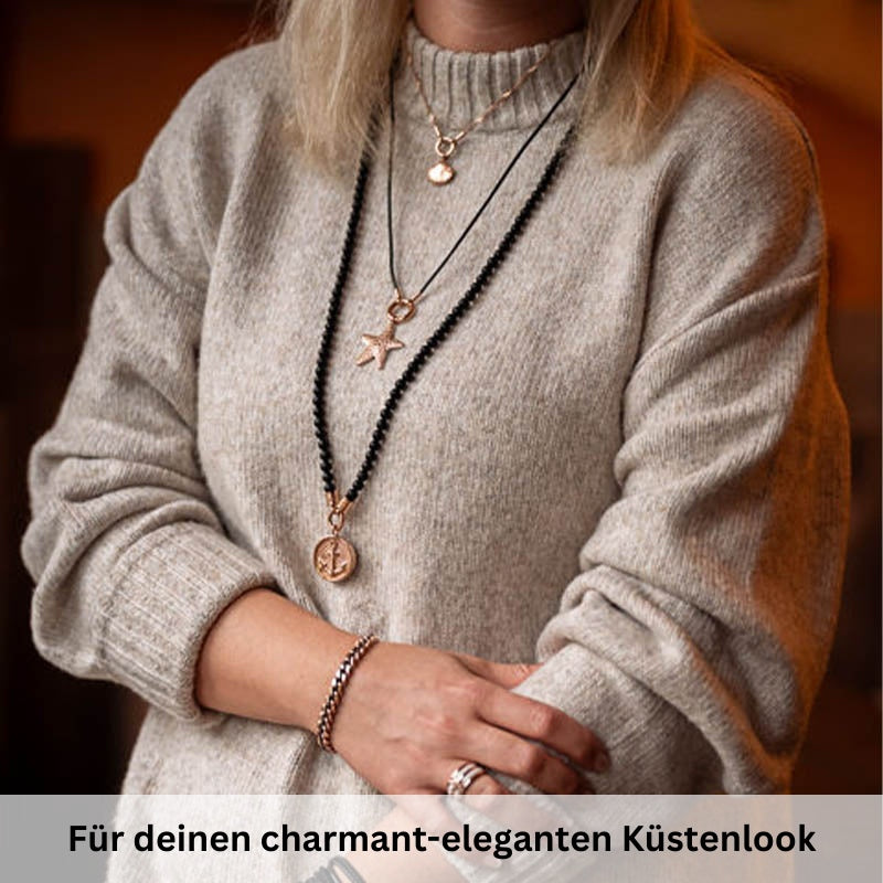 Kette Onyx 6mm (mit Rund-Karabiner) aus Edelstahl