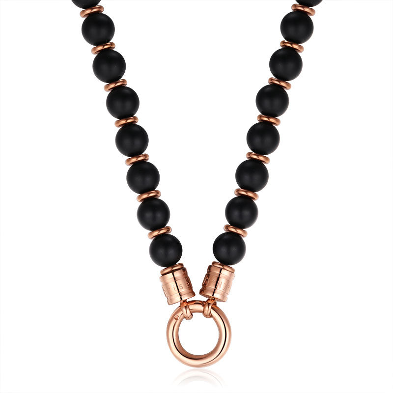 Kette Onyx mit Edelstahl (mit Rund-Karabiner)