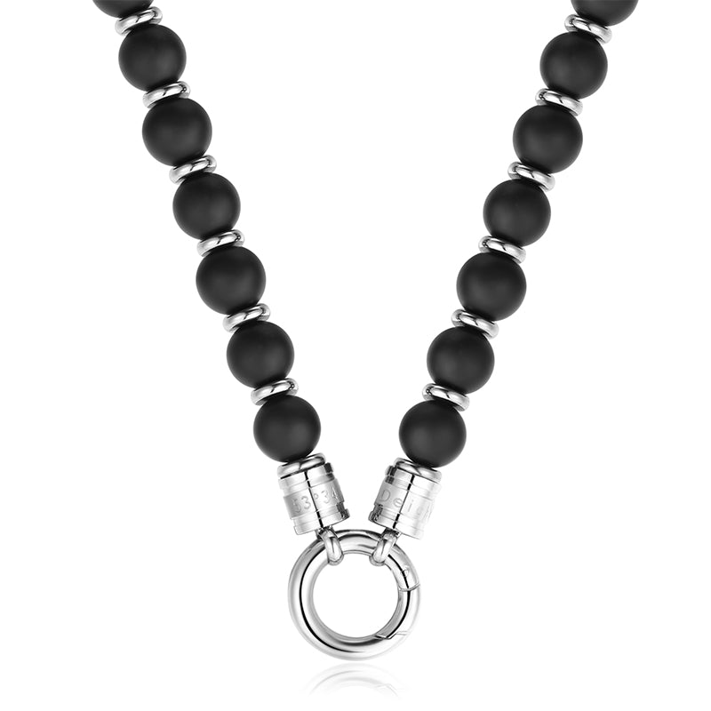 Kette Onyx mit Edelstahl (mit Rund-Karabiner)