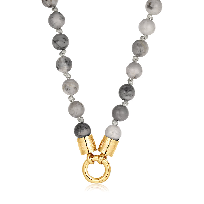 Kette Picasso 6mm (mit Rund-Karabiner) aus Edelstahl & Picasso-Beads