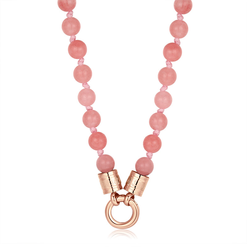 Kette Pink Jade 6mm (mit Rund-Karabiner) aus Edelstahl & Pink-Jade-Beads