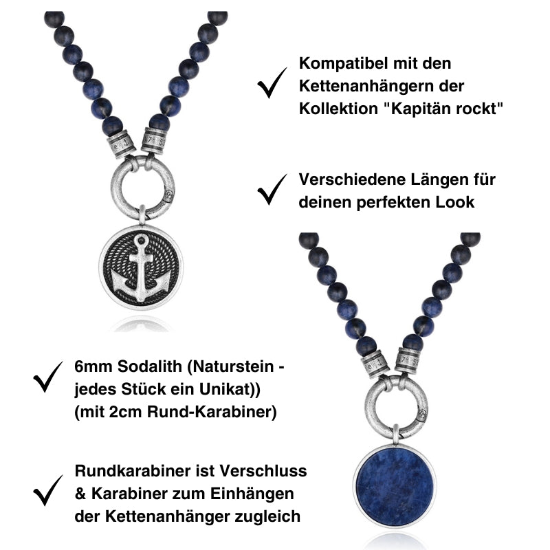 Kette Playa De Paguera Sodalith (mit Rund-Karabiner aus Edelstahl)