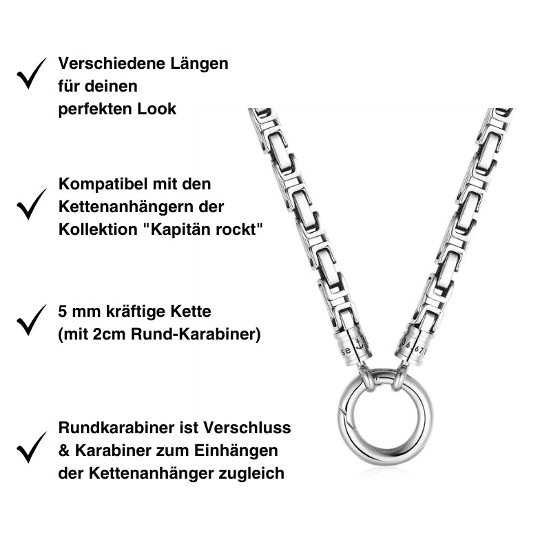 Kette Seekraft (mit Rund-Karabiner) aus Edelstahl