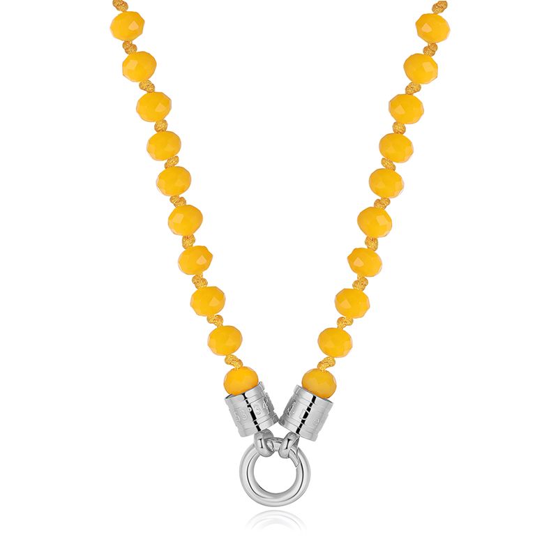Kette Sommergelb 6mm (mit Rund-Karabiner) aus Edelstahl & Glasperlen