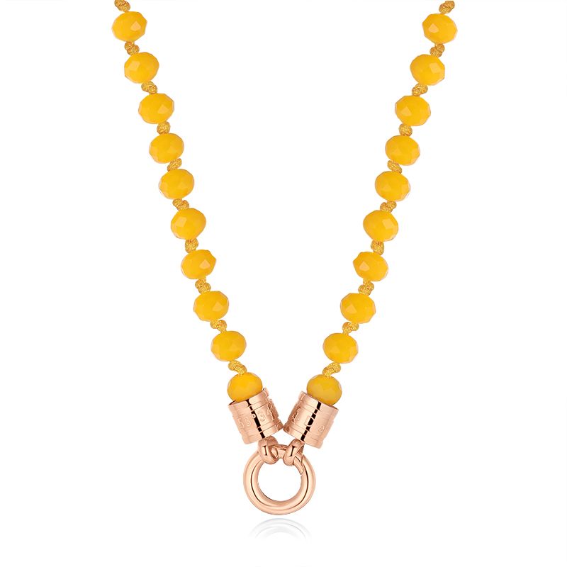 Kette Sommergelb 6mm (mit Rund-Karabiner) aus Edelstahl & Glasperlen