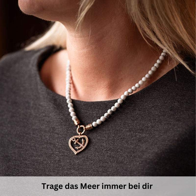 Kette Weisse Düne 6mm White-Turquoise (mit Rund-Karabiner) aus Edelstahl