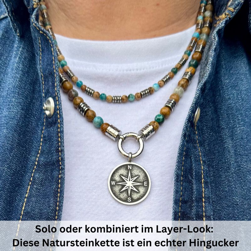 Kette Cala Mendia (4mm) aus Picture Jasper, Apatit & Edelstahl
