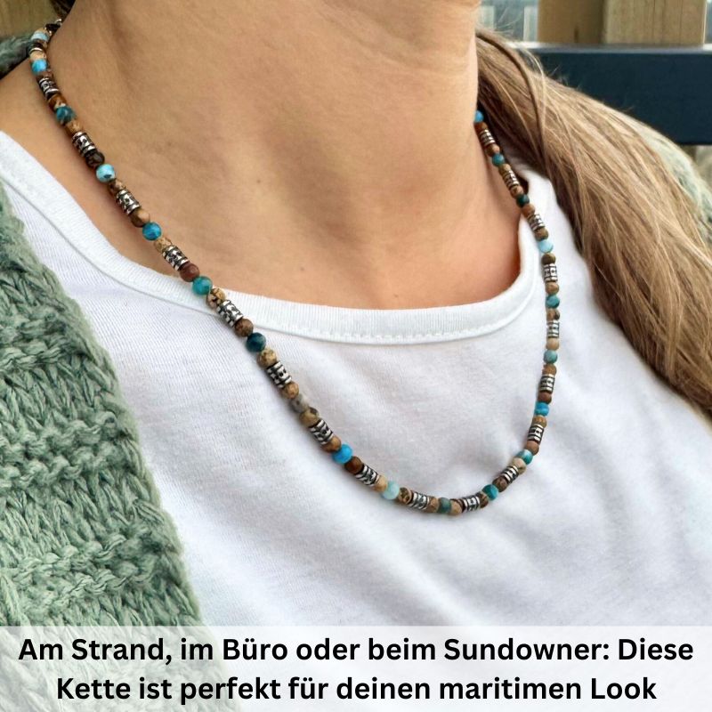 Kette Cala Mendia (4mm) aus Picture Jasper, Apatit & Edelstahl