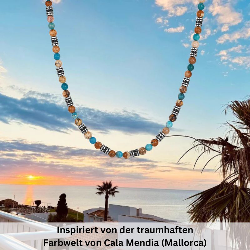 Kette Cala Mendia (4mm) aus Picture Jasper, Apatit & Edelstahl