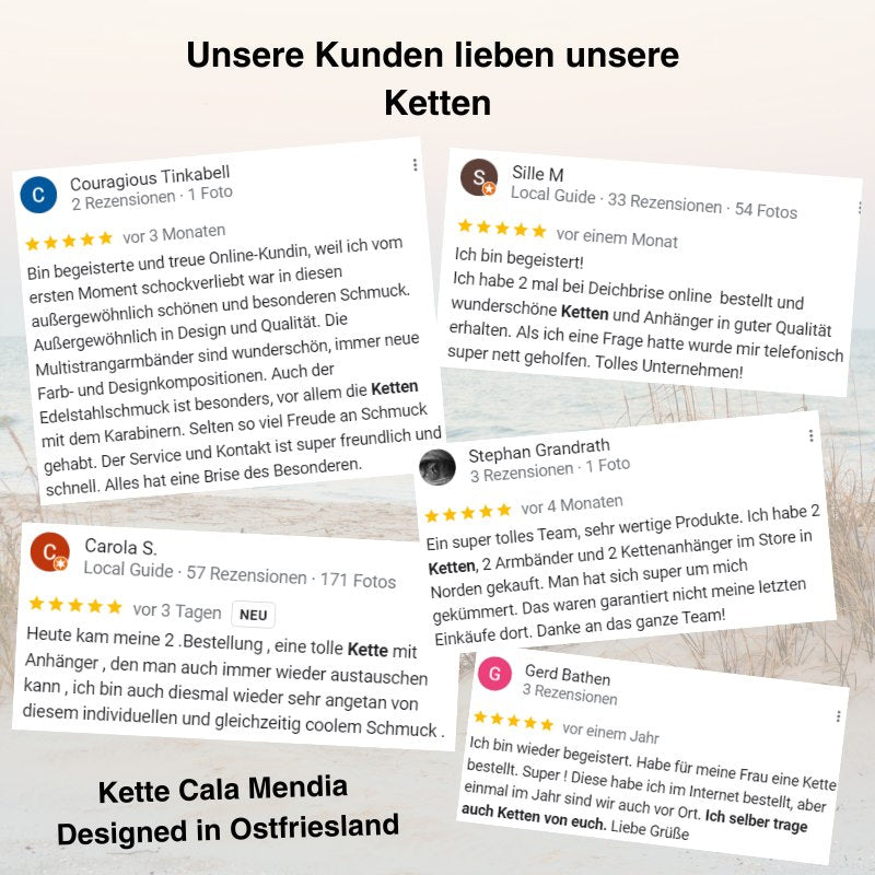 Kette Cala Mendia mit Picture Jasper, Apaptit und Edelstahl-Beads (mit Rund-Karabiner)