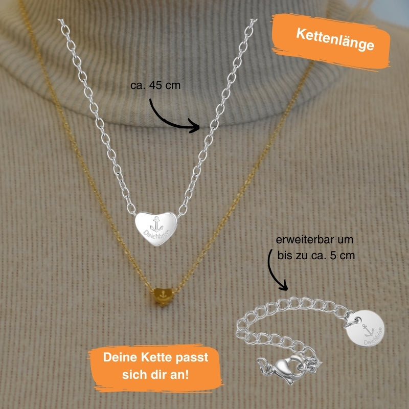 Kette aus Edelstahl Herz Anker