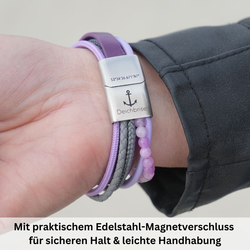 Schmuckset "Lila Jade" - Kette (75cm) mit Armband