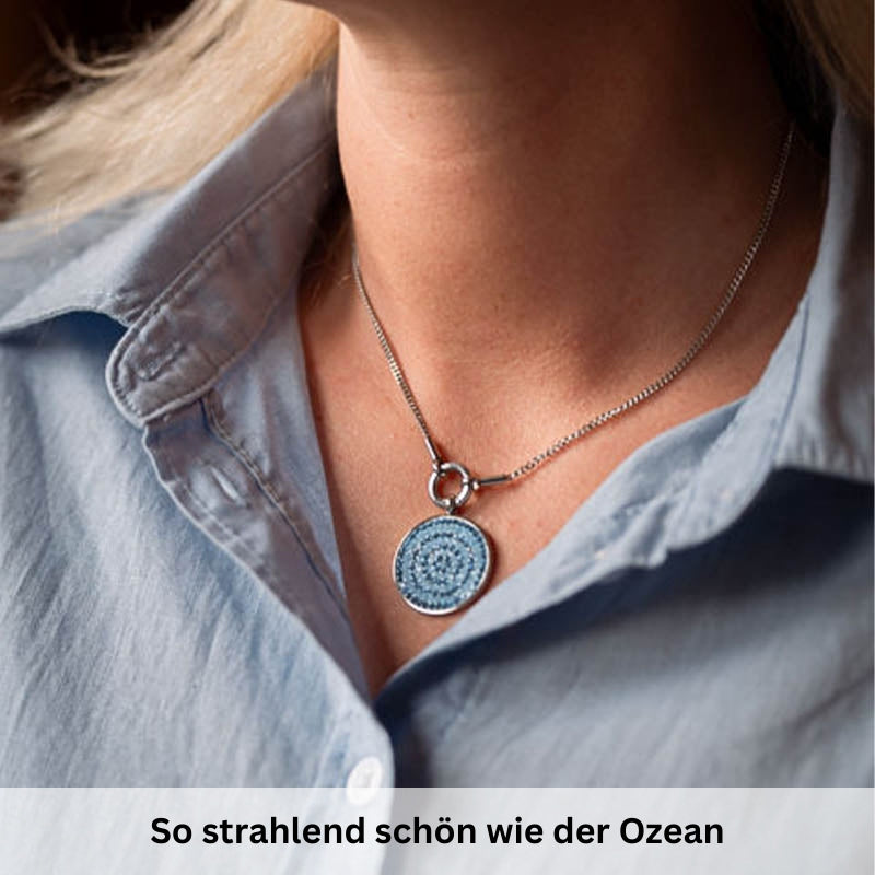 Kettenanhänger Bling Bling (blau) aus Edelstahl mit Steinen