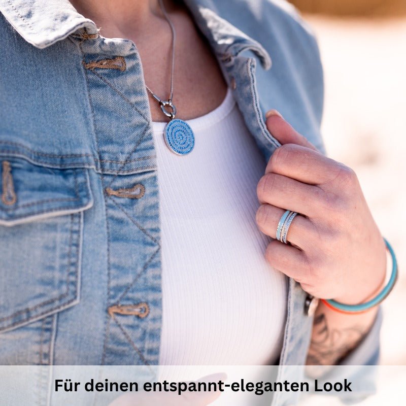 Kettenanhänger Bling Bling (blau) aus Edelstahl mit Steinen