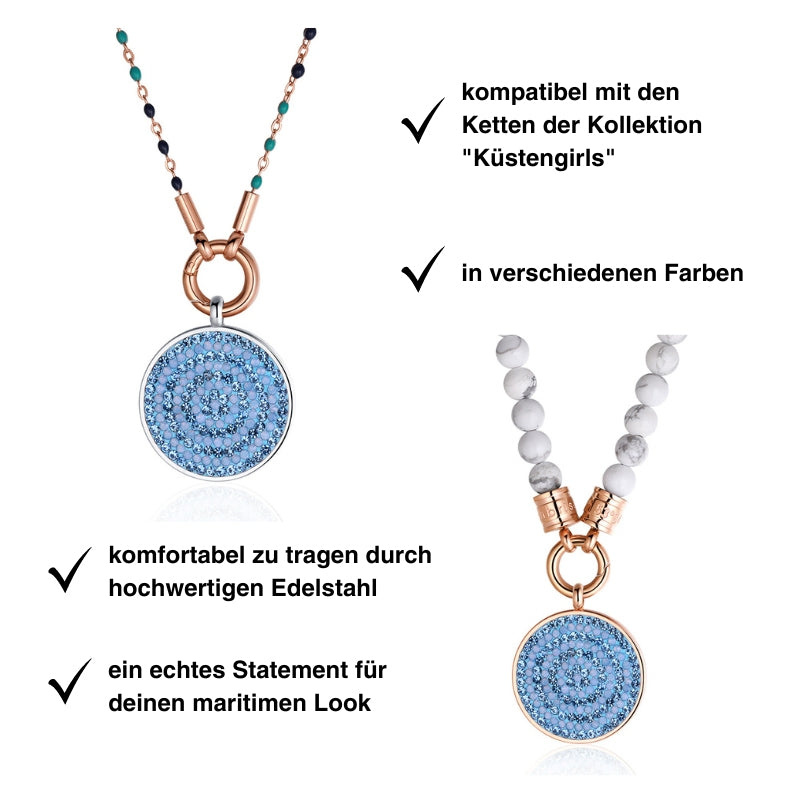 Kettenanhänger Bling Bling (blau) aus Edelstahl mit Steinen