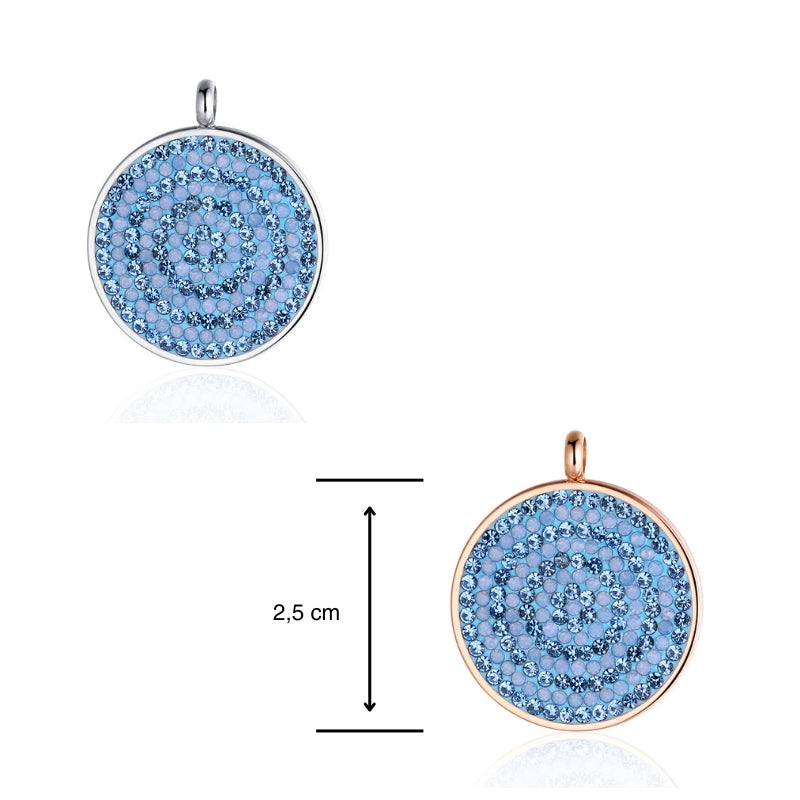 Kettenanhänger Bling Bling (blau) aus Edelstahl mit Steinen