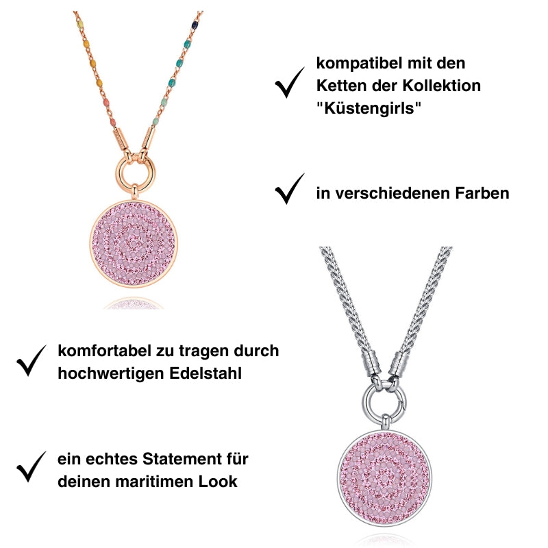 Kettenanhänger Bling Bling (rose) aus Edelstahl mit Steinen