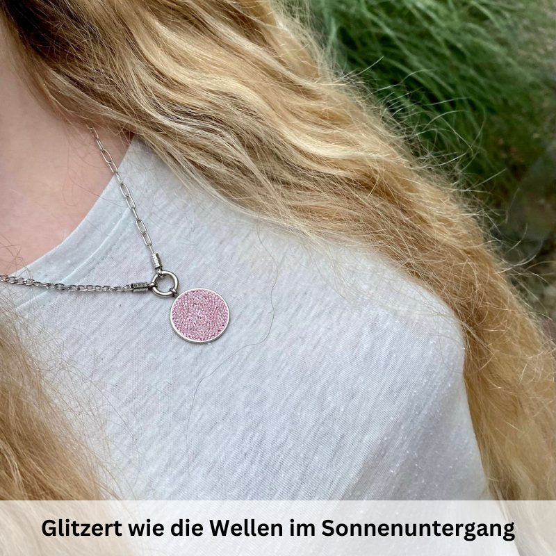 Kettenanhänger Bling Bling (rose) aus Edelstahl mit Steinen