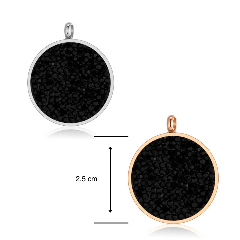 Kettenanhänger Bling Bling (schwarz) aus Edelstahl mit Steinen