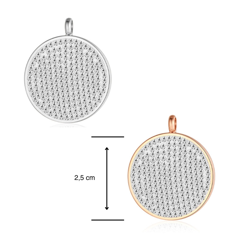 Kettenanhänger Bling Bling (weiss) aus Edelstahl mit Steinen
