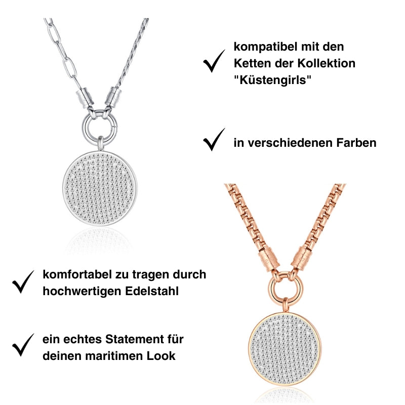 Kettenanhänger Bling Bling (weiss) aus Edelstahl mit Steinen