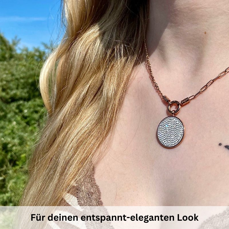 Kettenanhänger Bling Bling (weiss) aus Edelstahl mit Steinen