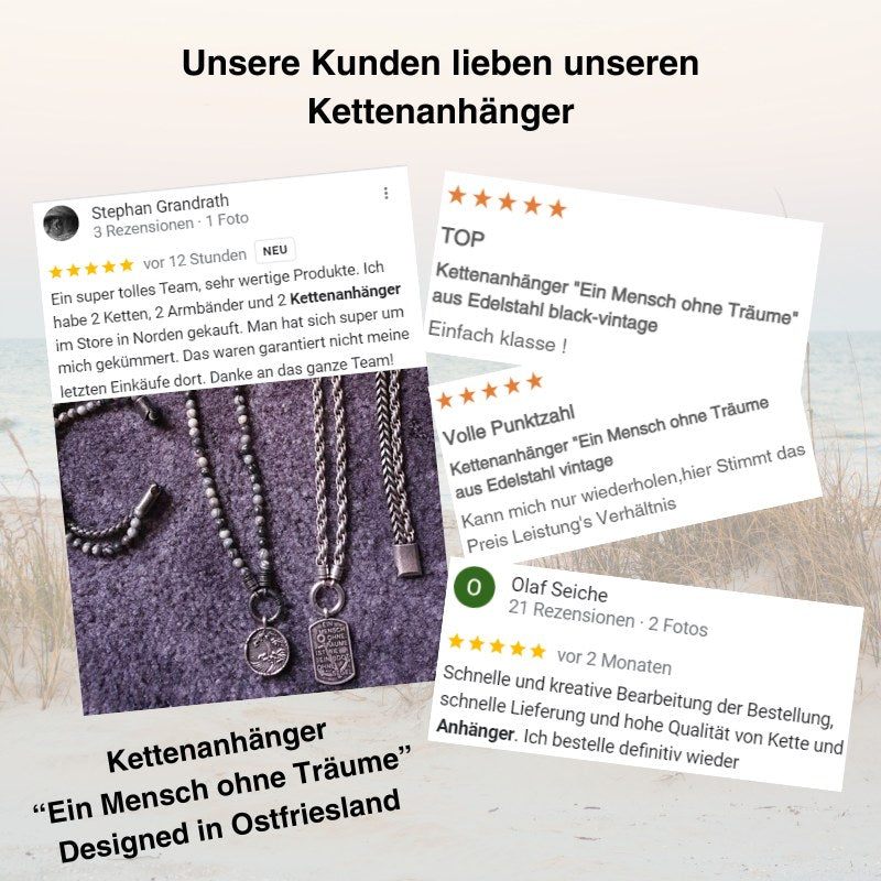 Kettenanhänger "Ein Mensch ohne Träume" aus Edelstahl