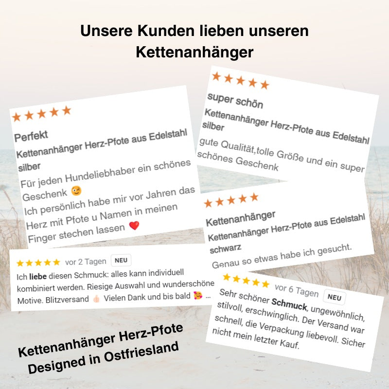 Kettenanhänger Herz-Pfote aus Edelstahl