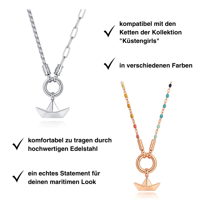 Kettenanhänger Papierschiffchen (klein) aus Edelstahl
