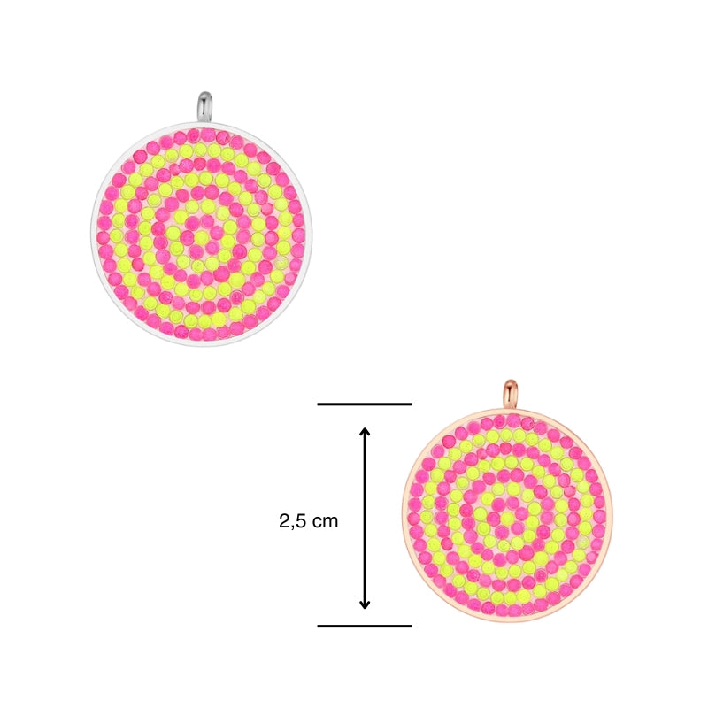 Kettenanhänger Bling Bling (Neongelb-Pink) aus Edelstahl mit Steinen