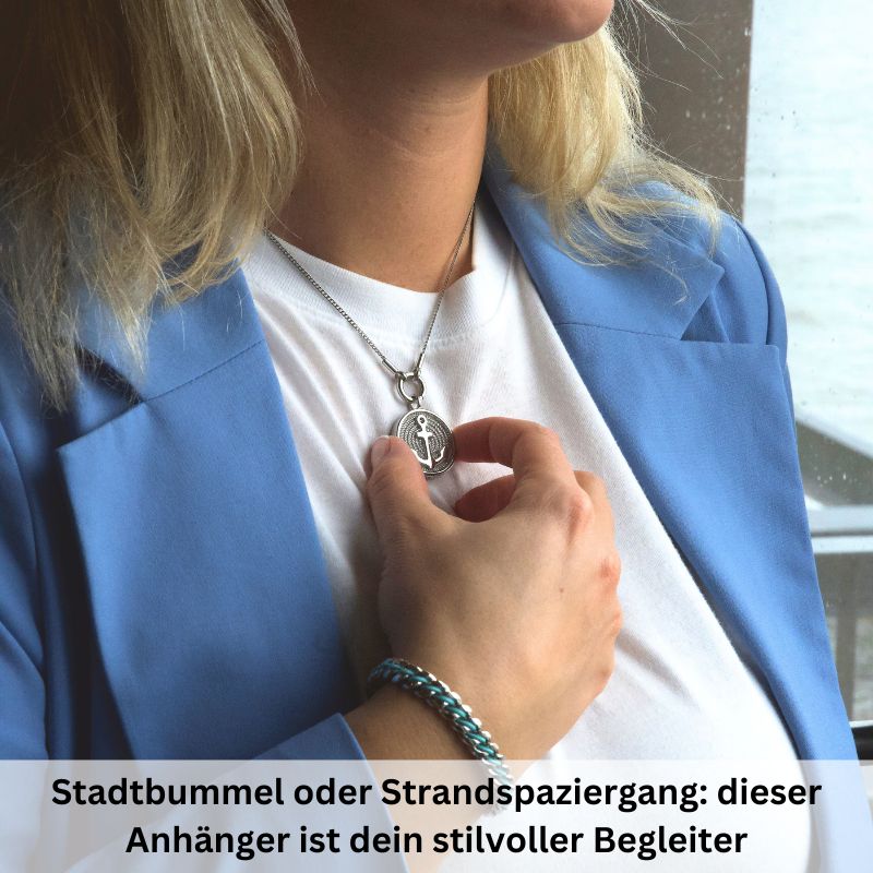Kettenanhänger Blue Playa aus Edelstahl & Turquoise (beidseitig tragbar)