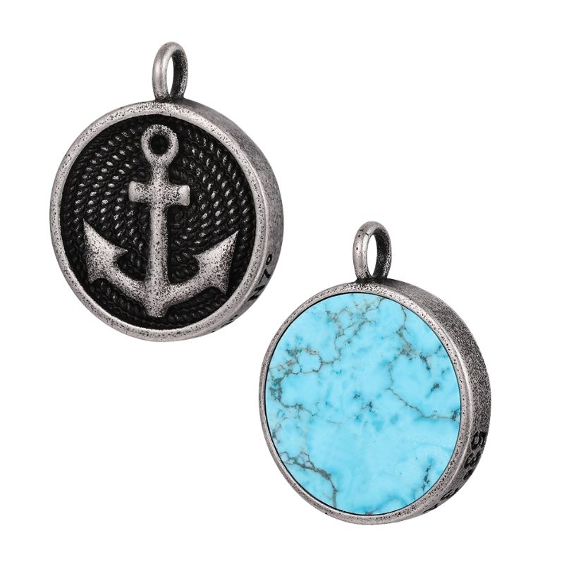 Kettenanhänger Blue Playa aus Edelstahl & Turquoise (beidseitig tragbar)