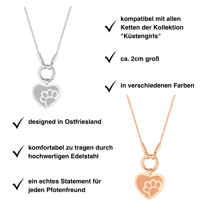 Kettenanhänger Herz-Pfote aus Edelstahl