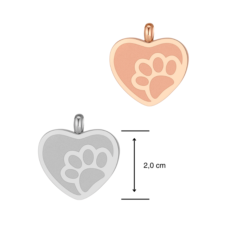 Kettenanhänger Herz-Pfote aus Edelstahl
