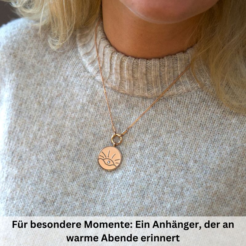 Kettenanhänger Sonnenuntergang aus Edelstahl mit Stein