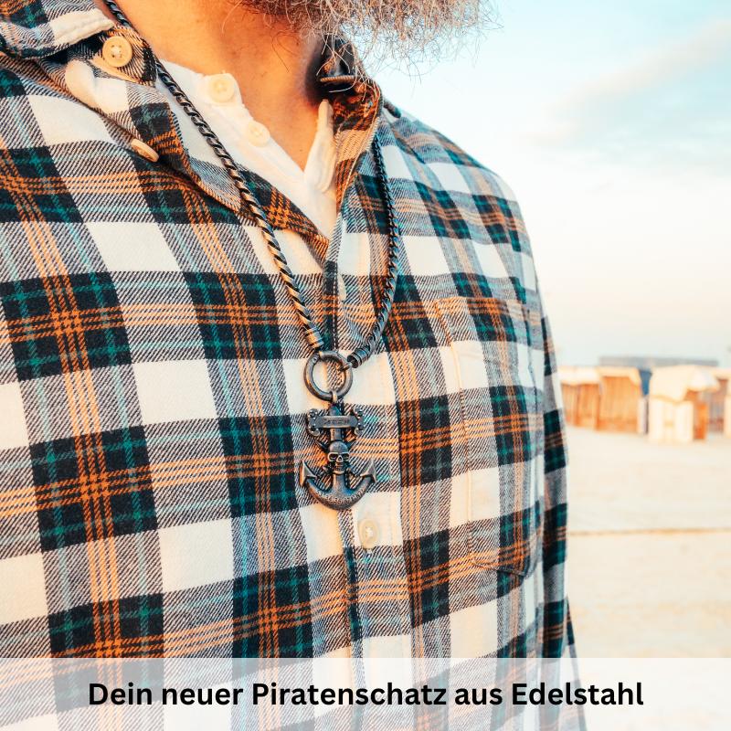Kettenanhänger Big Anker mit Totenkopf aus Edelstahl