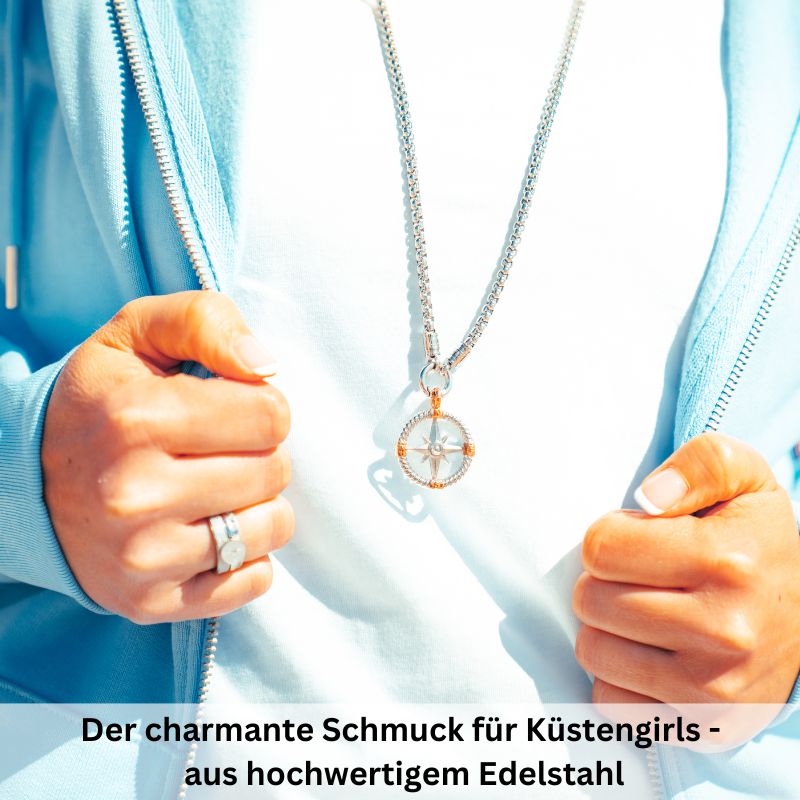 Kettenanhänger Windrose aus Edelstahl (Küstengirls)