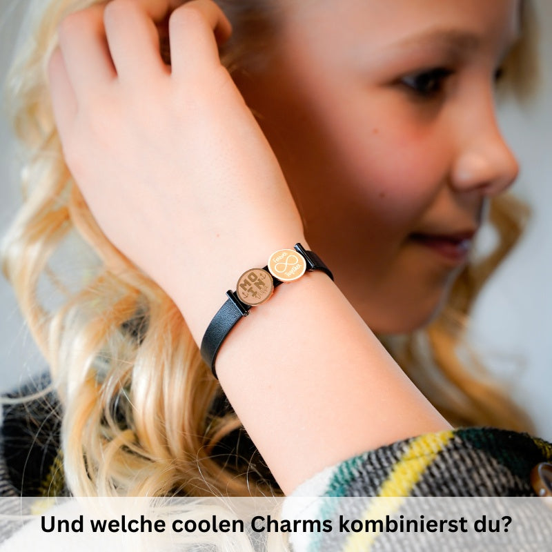 Kids-Armband Veggie-Leder blau (Lüttje-Charming)