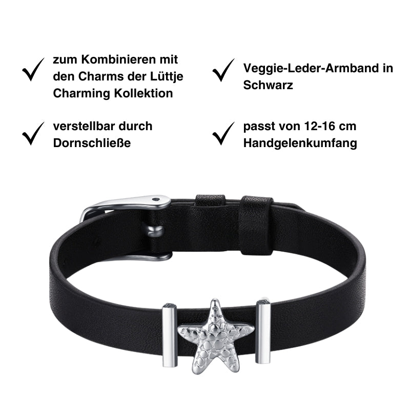 Kids-Armband Veggie-Leder schwarz (Lüttje-Charming)