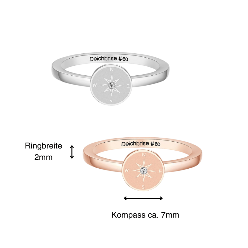 Ring Kompass aus Edelstahl (Stapelring)