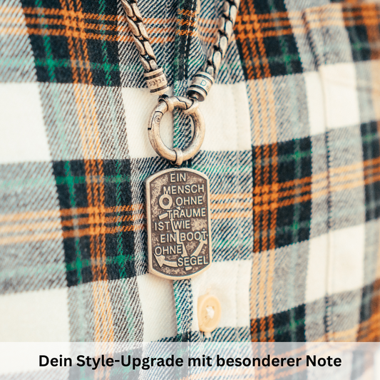 Kettenanhänger "Ein Mensch ohne Träume" aus Edelstahl
