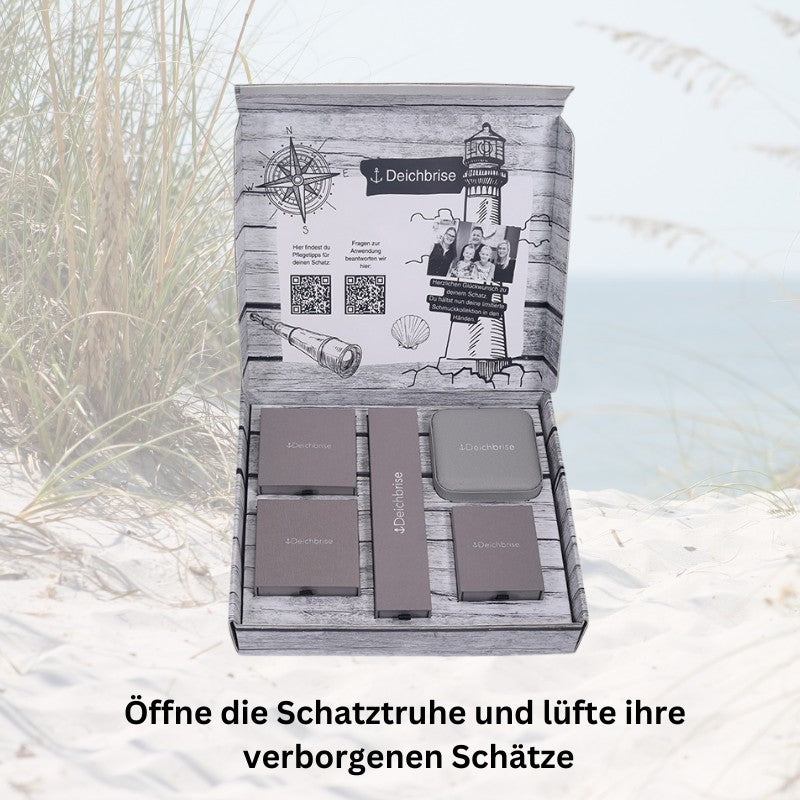Küstengirls Schatzkiste - 8 exklusive Schmuckstücke + Reisebox