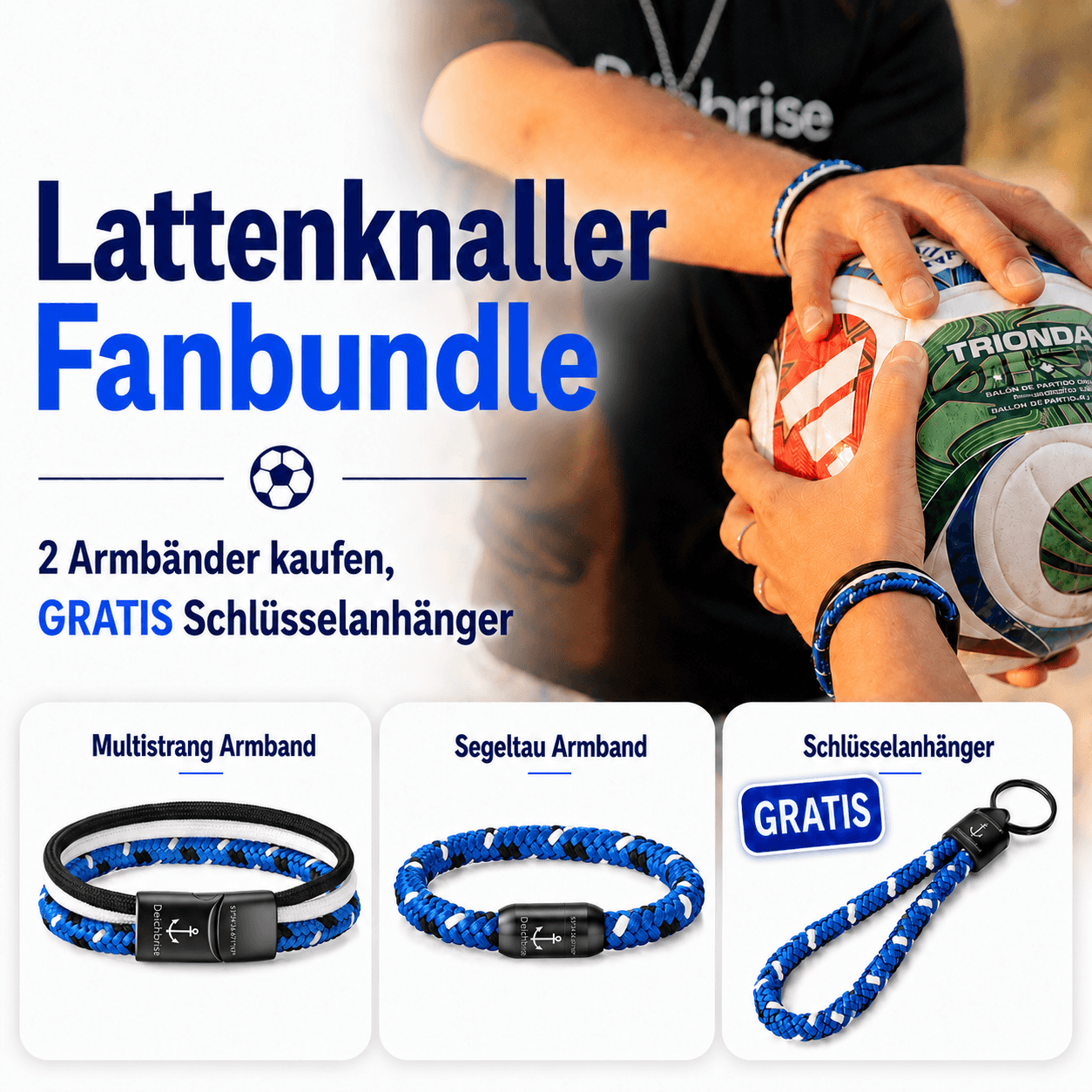 Lattenknaller Fanbundle - 2 Armbänder kaufen, GRATIS Schlüsselanhänger