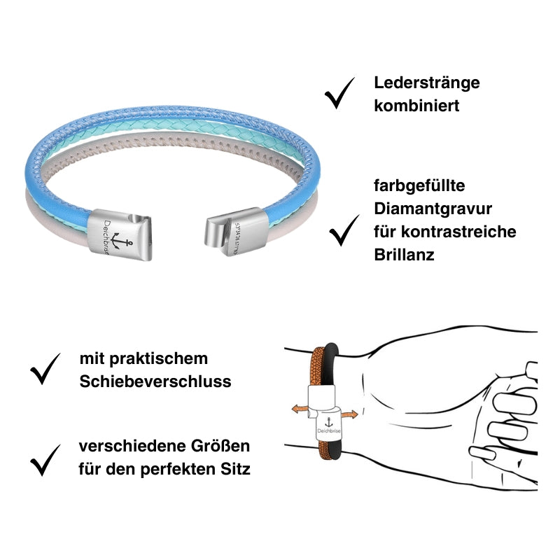 Leder-Armband Strand und Meer (Multistrang)
