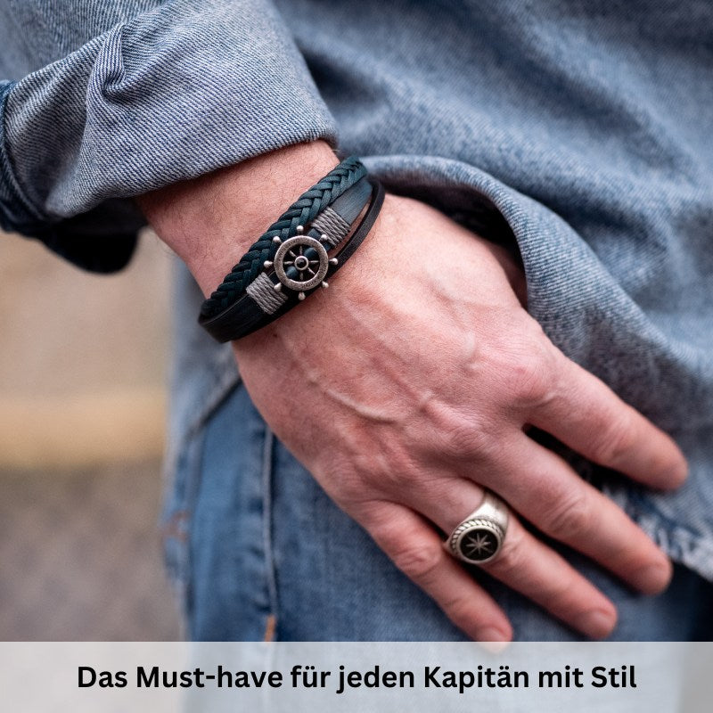 Leder Armband Steuermann (Multistrang) mit Steuerrad