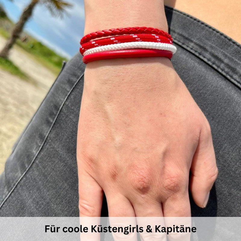 Leder & Segelseil Armband Grenzenlos (Multistrang)