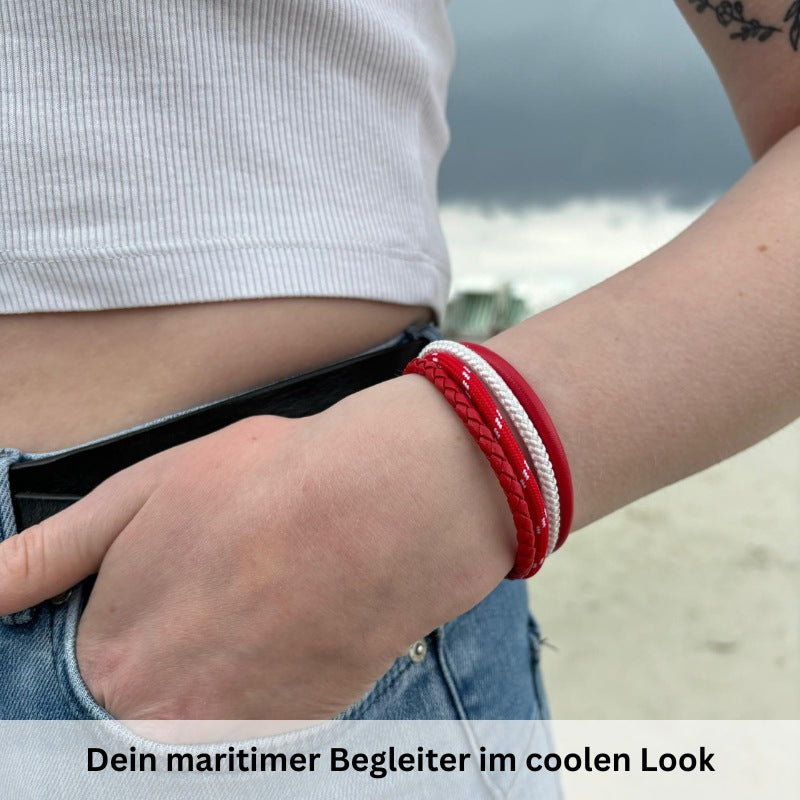 Leder & Segelseil Armband Grenzenlos (Multistrang)