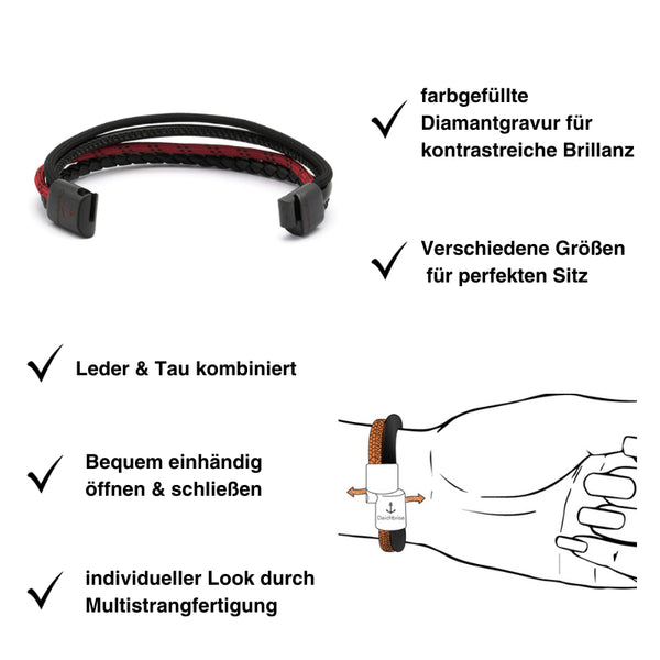 Leder & Segeltau Armband Krummhörn (Multistrang)