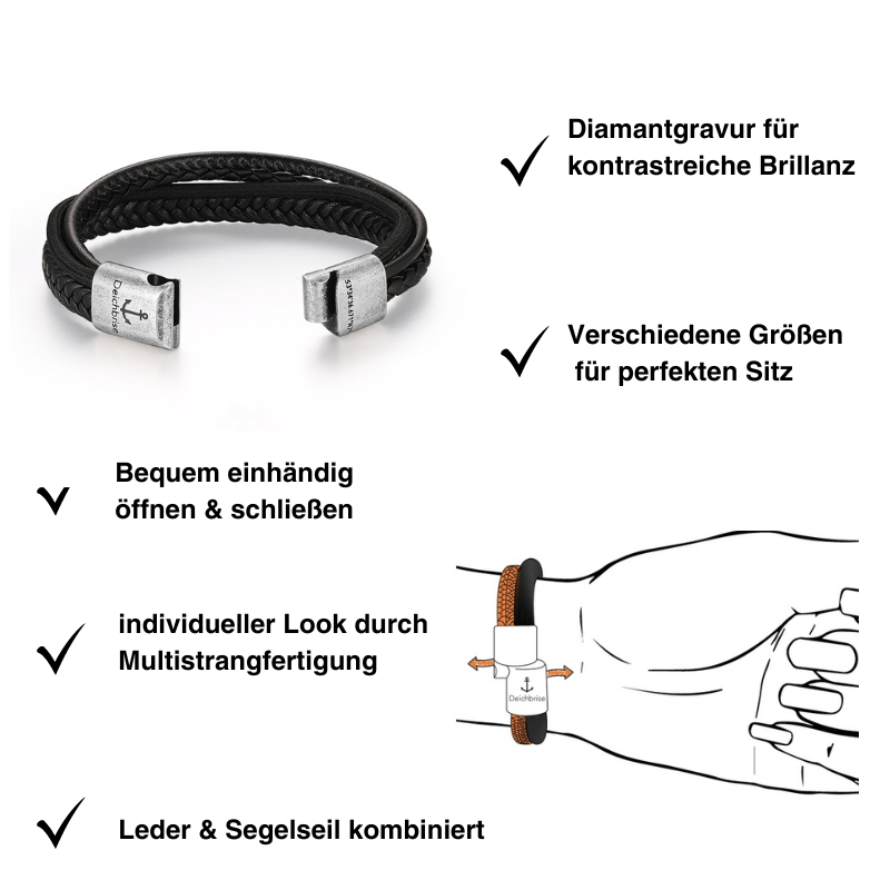 Leder & Segeltau Armband Rocky (Multistrang)