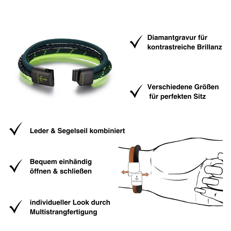 Leder & Segeltau Armband Summer Kitesurfer (Multistrang)